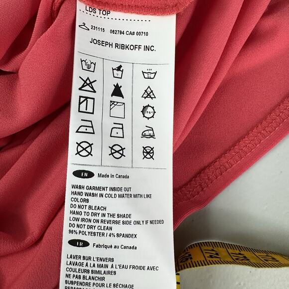 Joseph Ribkoff Top Shirt Womens 8 Pink Salmon Blouse Stretch Scuba Slinky - Picture 7 of 9